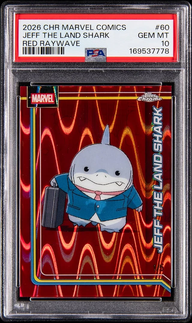 2026 Topps Chrome Jeff the Land Shark Marvel Comics Red Raywave #60 card image