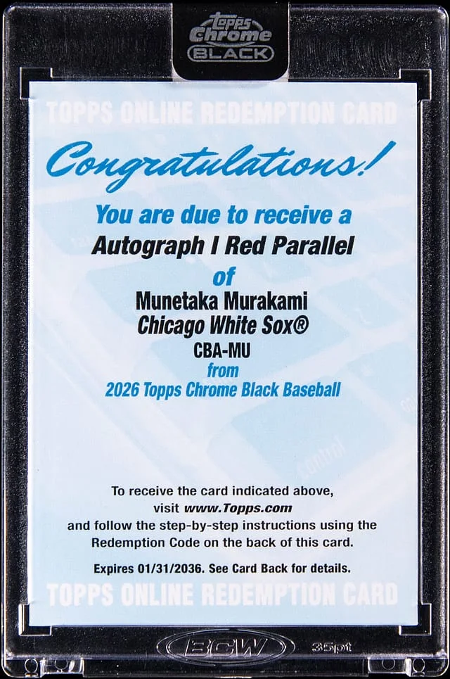2026 Topps Chrome Munetaka Murakami Autographs Red Refractor #CBA-MU card image