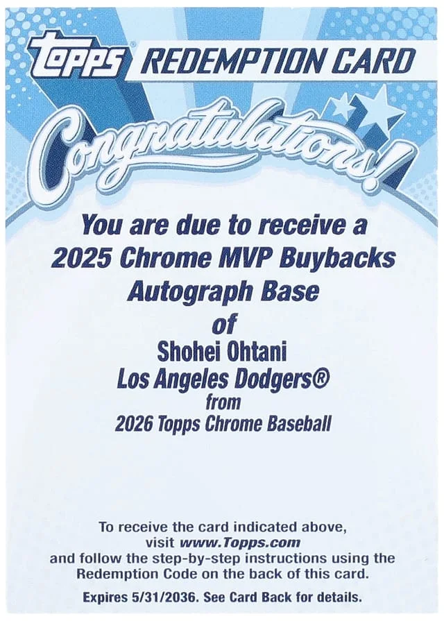 2026 Topps Chrome Shohei Ohtani 2025 Chrome MVP Buyback Autographs #1 card image