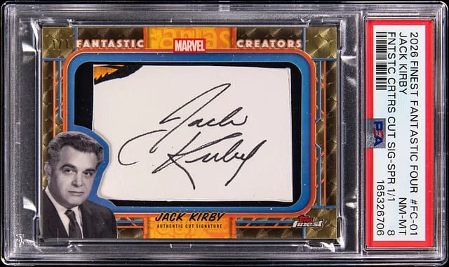 2026 Topps Finest Jack Kirby Fantastic Four 65th Anniversary Fantastic Creators Cut Signatures SuperFractor #FC-01 card image