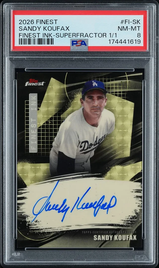 2026 Topps Finest Sandy Koufax Ink Autograph SuperFractor #FI-SK card image