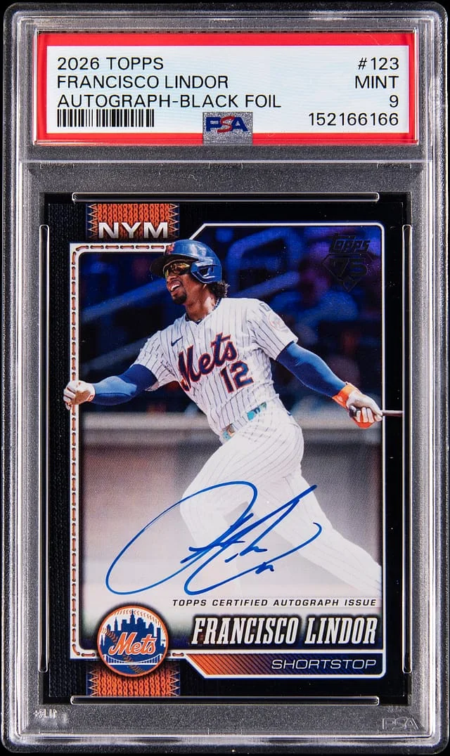 2026 Topps Francisco Lindor Autograph Black Foil #123 card image