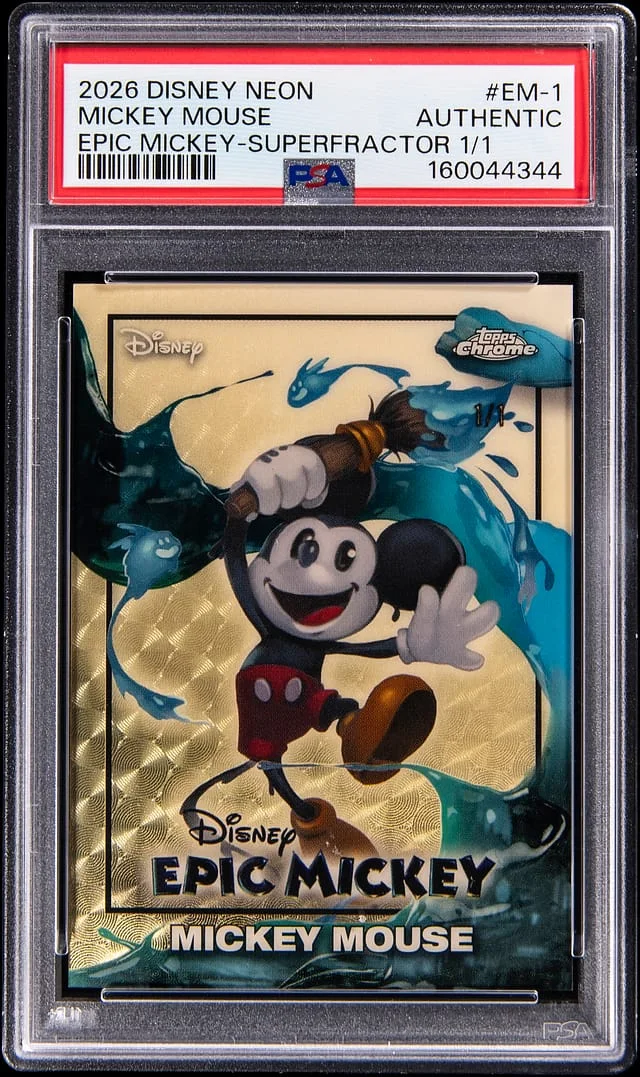 2026 Topps Mickey Mouse Disney Neon Epic Mickey SuperFractor #EM-1 card image