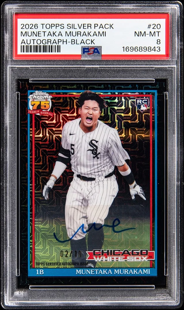 2026 Topps Munetaka Murakami 1991 Topps Baseball Chrome Autographs Black Mojo Refractor #91C2-20 card image