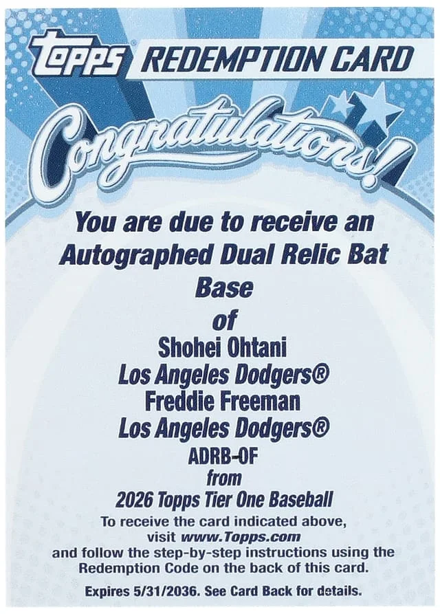 2026 Topps Shohei Ohtani/Freddie Freeman Tier One Autographed Dual Relics Bat #ADRB-OF card image