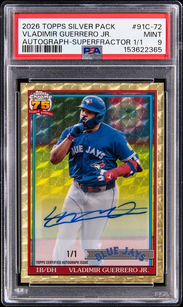 2026 Topps Vladimir Guerrero Jr. Silver Pack Autographs SuperFractor #91C-72 card image