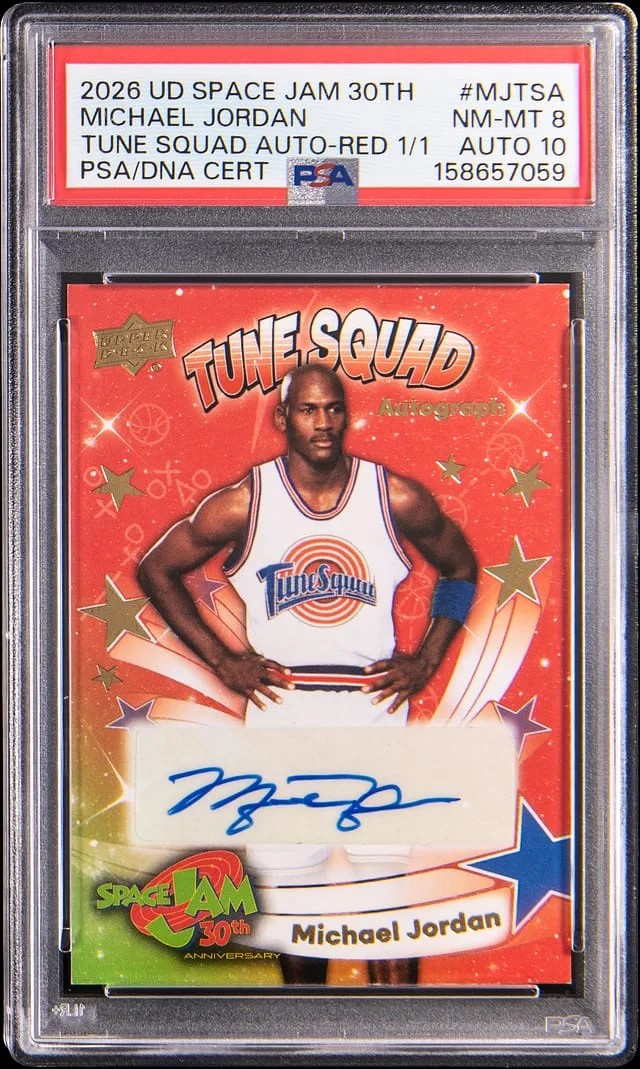 2026 Upper Deck Michael Jordan Space Jam 30th Anniversary Tune Squad Autographs Red #MJTSA card image