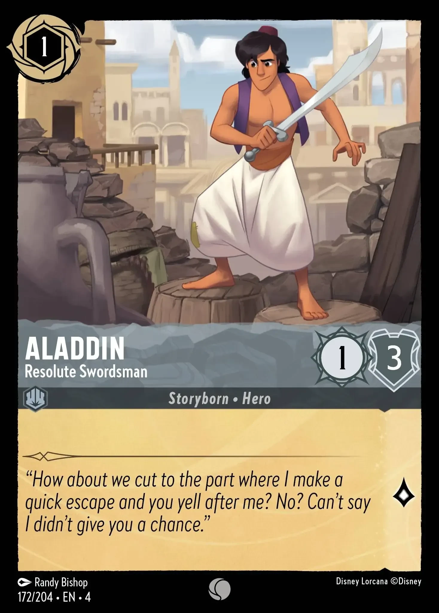 2024 Ursula's Return Aladdin - Resolute Swordsman Common #172 Common card image
