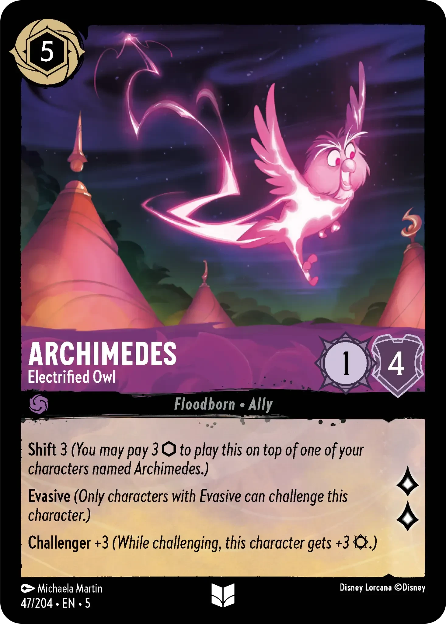 2024 Shimmering Skies Archimedes - Electrified Owl Uncommon #47 Uncommon card image