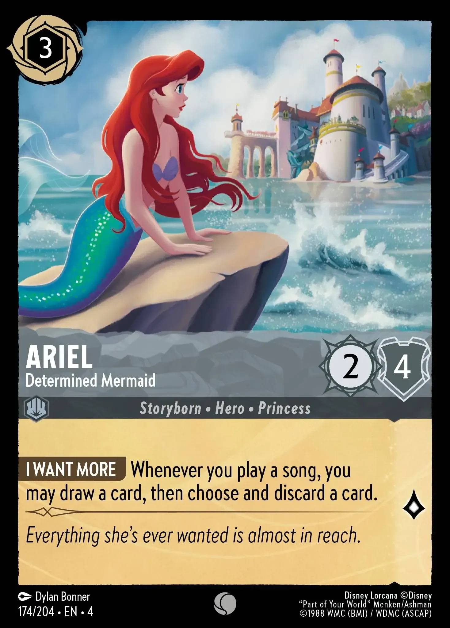 2024 Ursula's Return Ariel - Determined Mermaid Common #174 Common card image