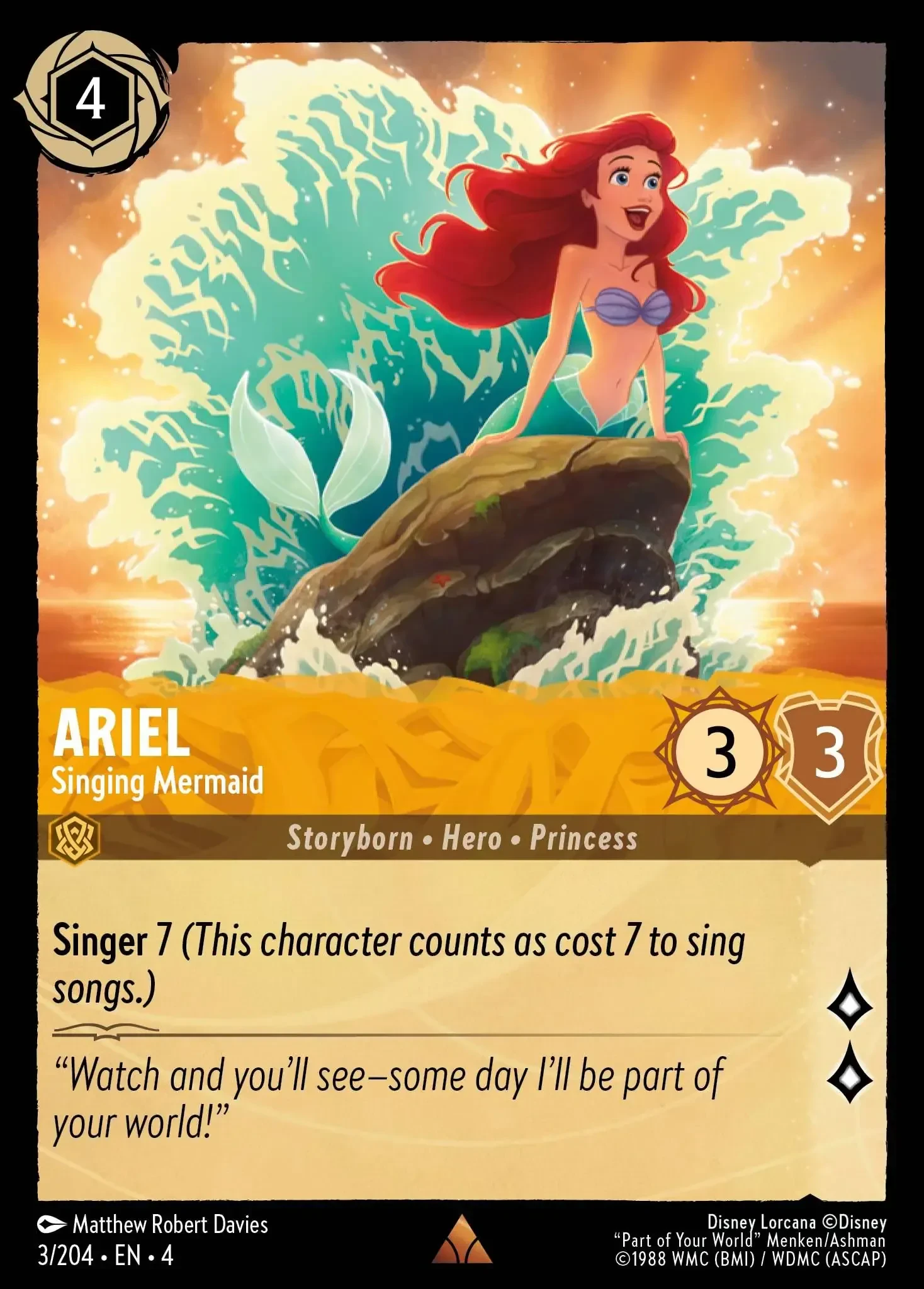 2024 Ursula's Return Ariel - Singing Mermaid [Foil] Rare #3 Rare card image