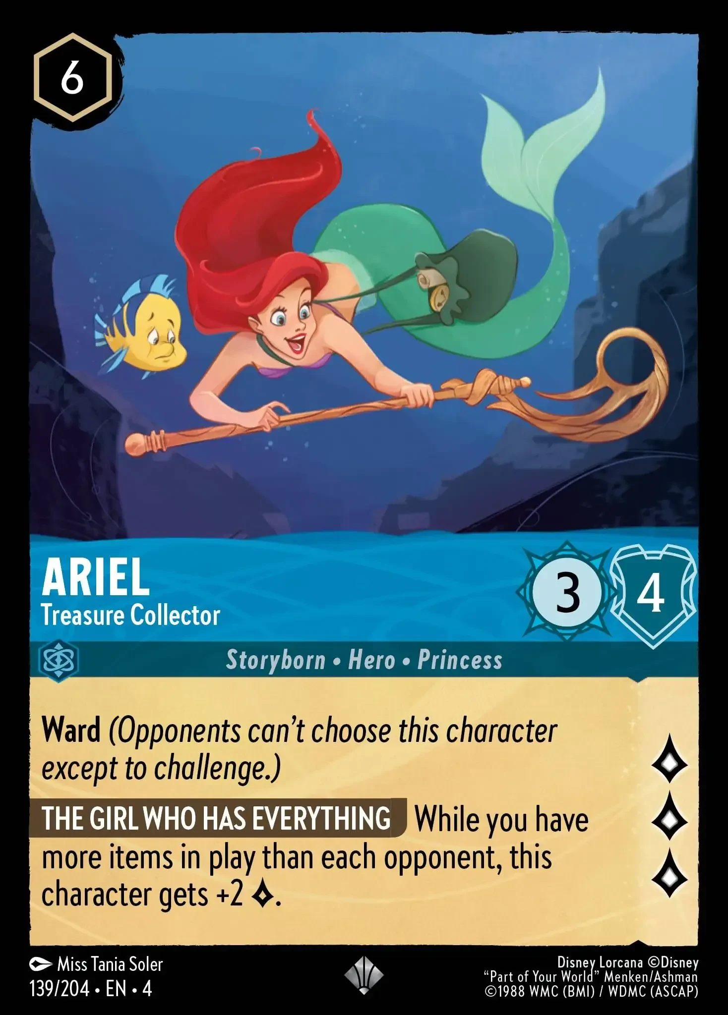 2024 Ursula's Return Ariel - Treasure Collector #139 Super Rare card image
