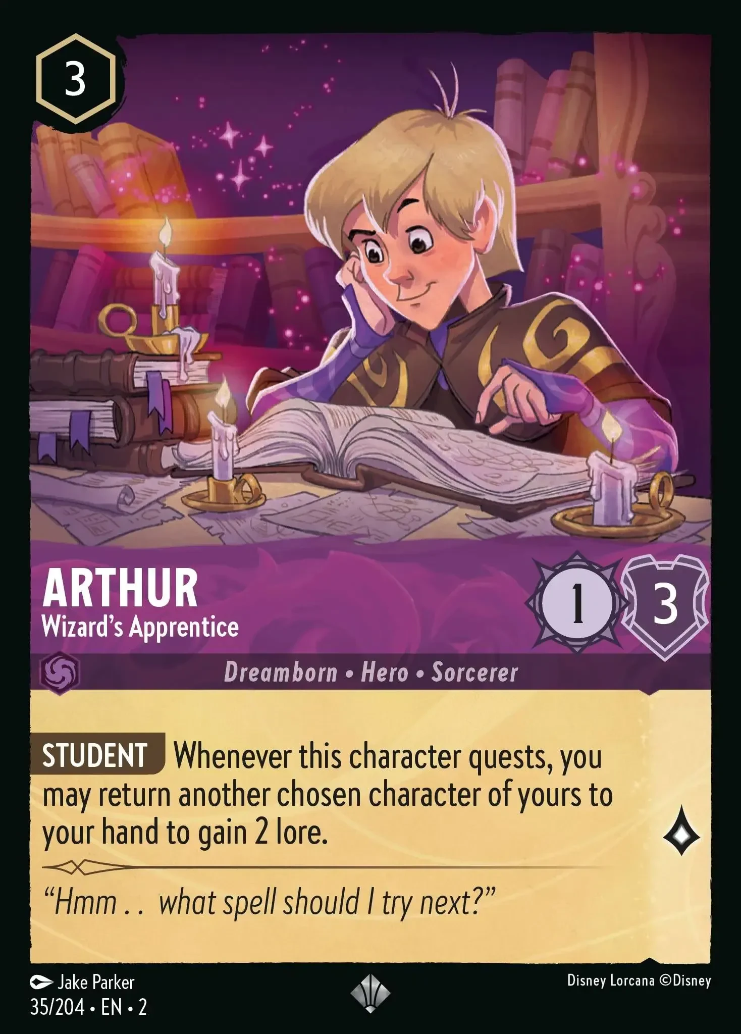 2023 Rise of The Floodborn Arthur - Wizard's Apprentice #35 Super Rare card image