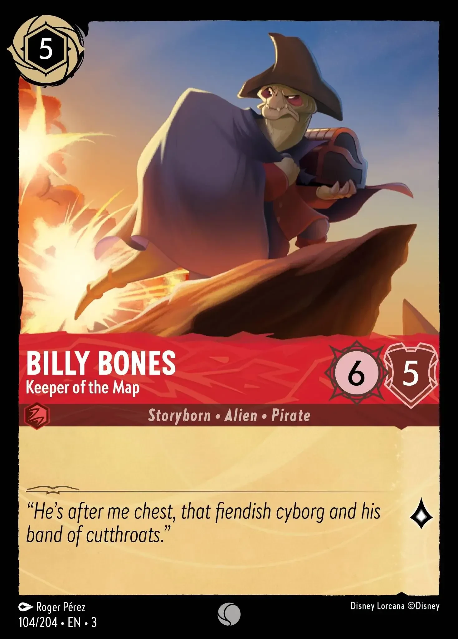 2024 Into the Inklands Billy Bones - Keeper of the Map #104 Common card image