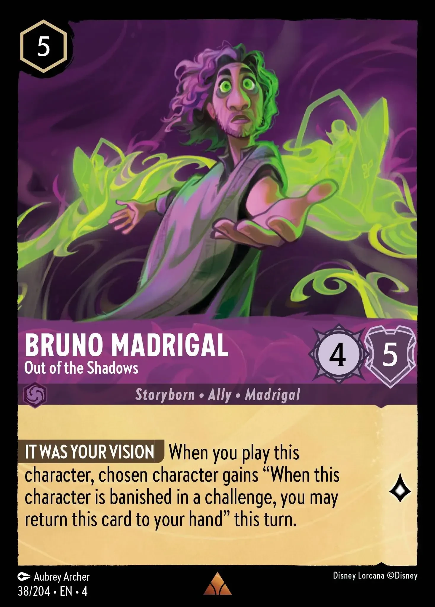 2024 Ursula's Return Bruno Madrigal - Out of the Shadows [Foil] Rare #38 Rare card image