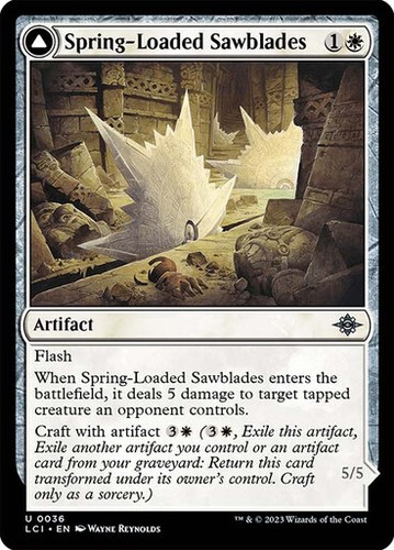 2023 The Lost Caverns of Ixalan Spring-Loaded Sawblades // Bladewheel Chariot uncommon #36 uncommon card image