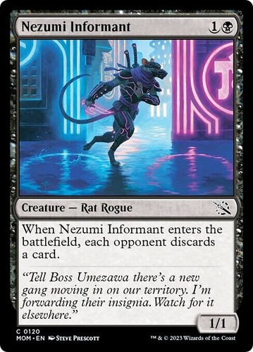 2023 March of the Machine Nezumi Freewheeler // Hideous Fleshwheeler uncommon #119 uncommon card image