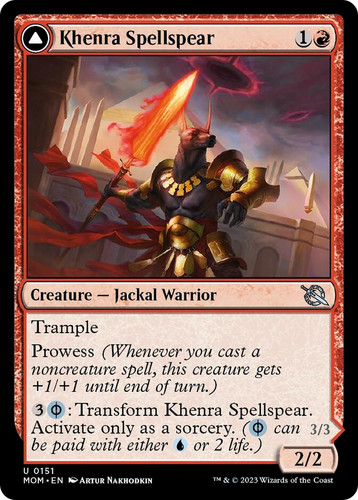 2023 March of the Machine Khenra Spellspear // Gitaxian Spellstalker uncommon #151 uncommon card image