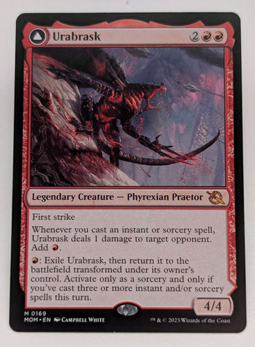 2023 March of the Machine Urabrask // The Great Work mythic #169 mythic card image