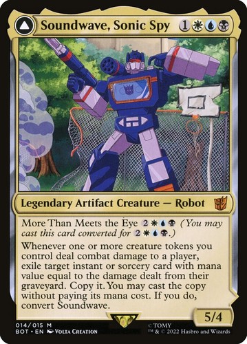2022 Transformers Soundwave, Sonic Spy // Soundwave, Superior Captain [Foil] mythic #14 mythic card image