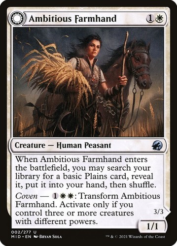 2022 Innistrad: Double Feature Ambitious Farmhand // Seasoned Cathar uncommon #2 uncommon card image