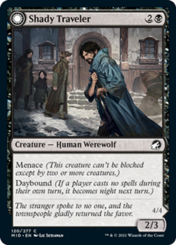 2022 Innistrad: Double Feature Shady Traveler // Stalking Predator #120 common card image