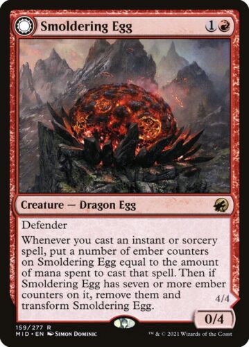 2022 Innistrad: Double Feature Smoldering Egg // Ashmouth Dragon #159 rare card image