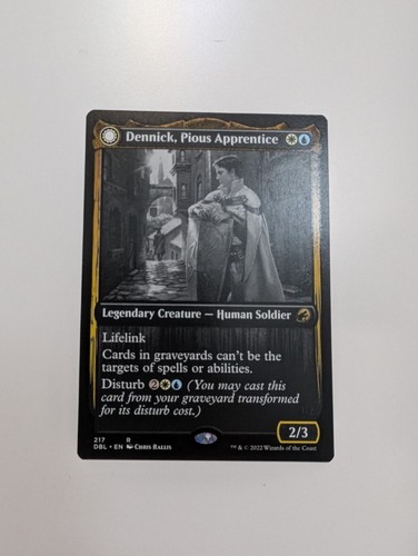 2022 Innistrad: Double Feature Dennick, Pious Apprentice // Dennick, Pious Apparition rare #217 rare card image