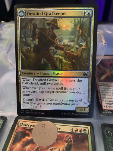 2022 Innistrad: Double Feature Devoted Grafkeeper // Departed Soulkeeper #218 uncommon card image