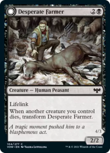 2021 Innistrad: Crimson Vow Desperate Farmer // Depraved Harvester #104 common card image