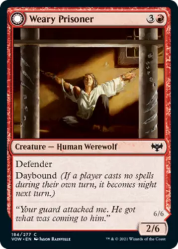 2021 Innistrad: Crimson Vow Weary Prisoner // Wrathful Jailbreaker #184 common card image
