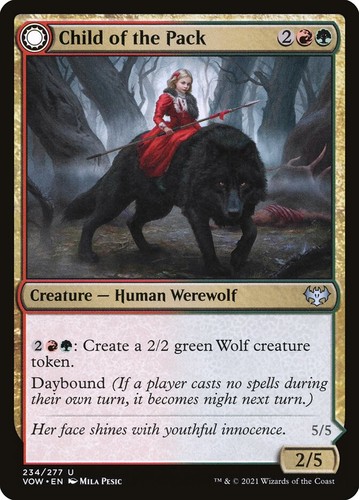 2021 Innistrad: Crimson Vow Child of the Pack // Savage Packmate #234 uncommon card image