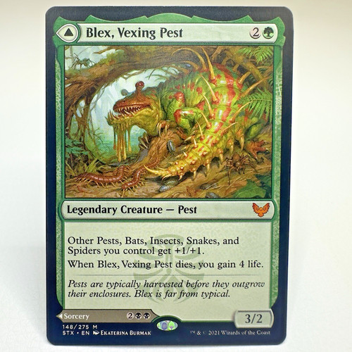 2021 Strixhaven: School of Mages Blex, Vexing Pest // Search for Blex #148 mythic card image