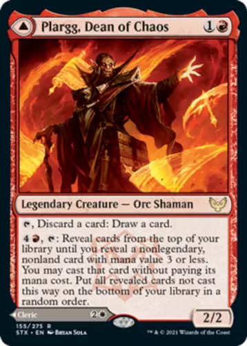 2021 Strixhaven: School of Mages Plargg, Dean of Chaos // Augusta, Dean of Order #155 rare card image