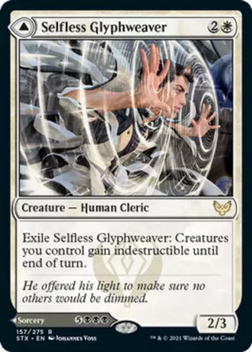 2021 Strixhaven: School of Mages Selfless Glyphweaver // Deadly Vanity #157 rare card image