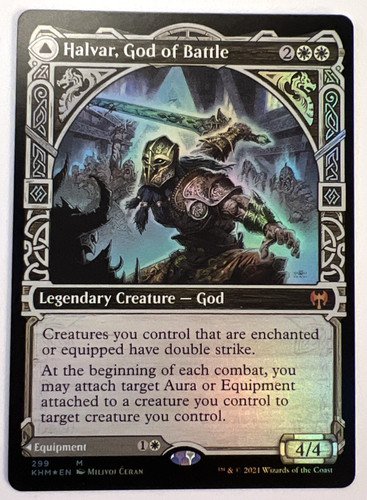 2021 Kaldheim Halvar, God of Battle // Sword of the Realms mythic #15 mythic card image