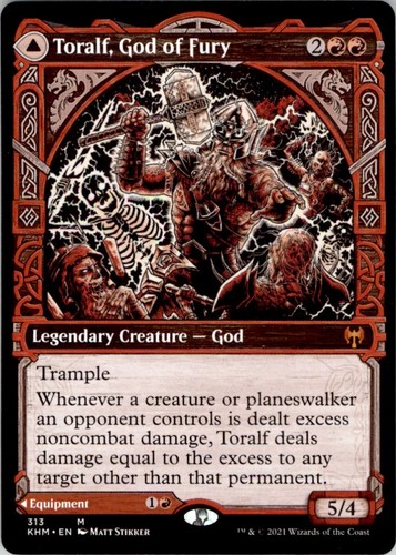 2021 Kaldheim Toralf, God of Fury // Toralf's Hammer #154 mythic card image