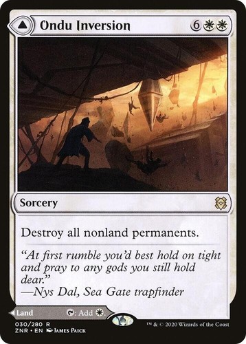 2020 Zendikar Rising Ondu Inversion // Ondu Skyruins rare #30 rare card image