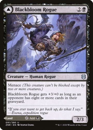 2020 Zendikar Rising Blackbloom Rogue // Blackbloom Bog #91 uncommon card image