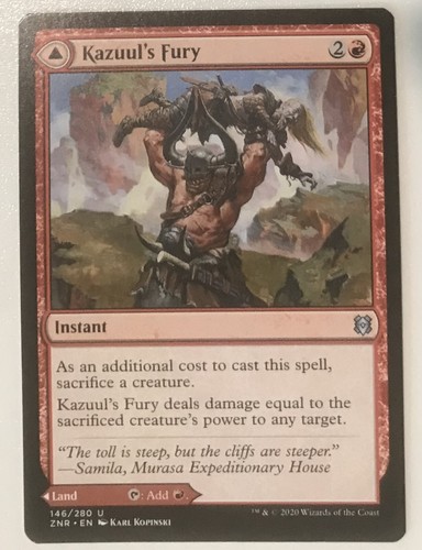 2020 Zendikar Rising Kazuul's Fury // Kazuul's Cliffs #146 uncommon card image