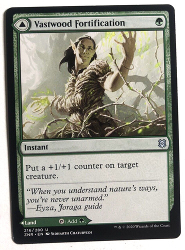 2020 Zendikar Rising Vastwood Fortification // Vastwood Thicket #216 uncommon card image