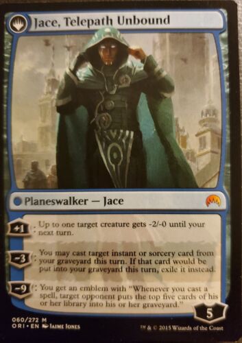 2015 Magic Origins Jace, Vryn's Prodigy // Jace, Telepath Unbound [Foil] mythic #60 mythic card image