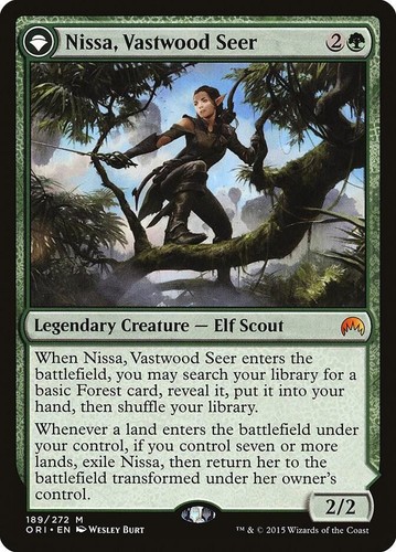 2015 Magic Origins Nissa, Vastwood Seer // Nissa, Sage Animist [Foil] mythic #189 mythic card image