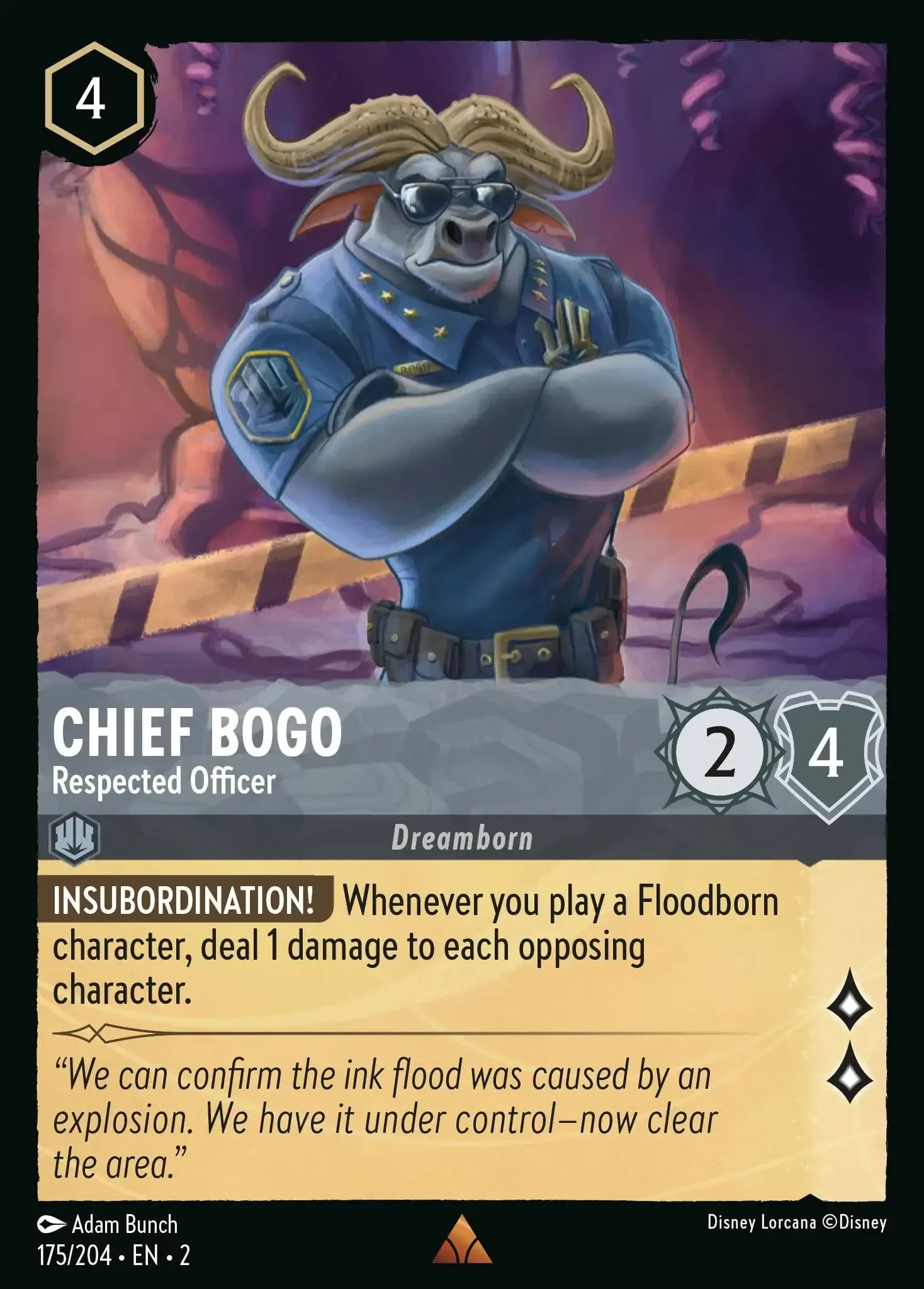 2023 Rise of The Floodborn Chief Bogo - Respected Officer #175 Rare card image
