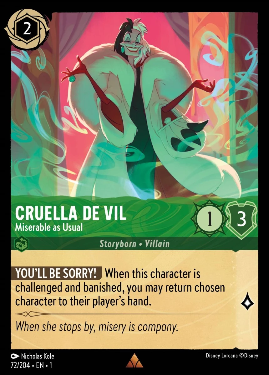 2023 The First Chapter Cruella De Vil - Miserable as Usual #72 Rare card image