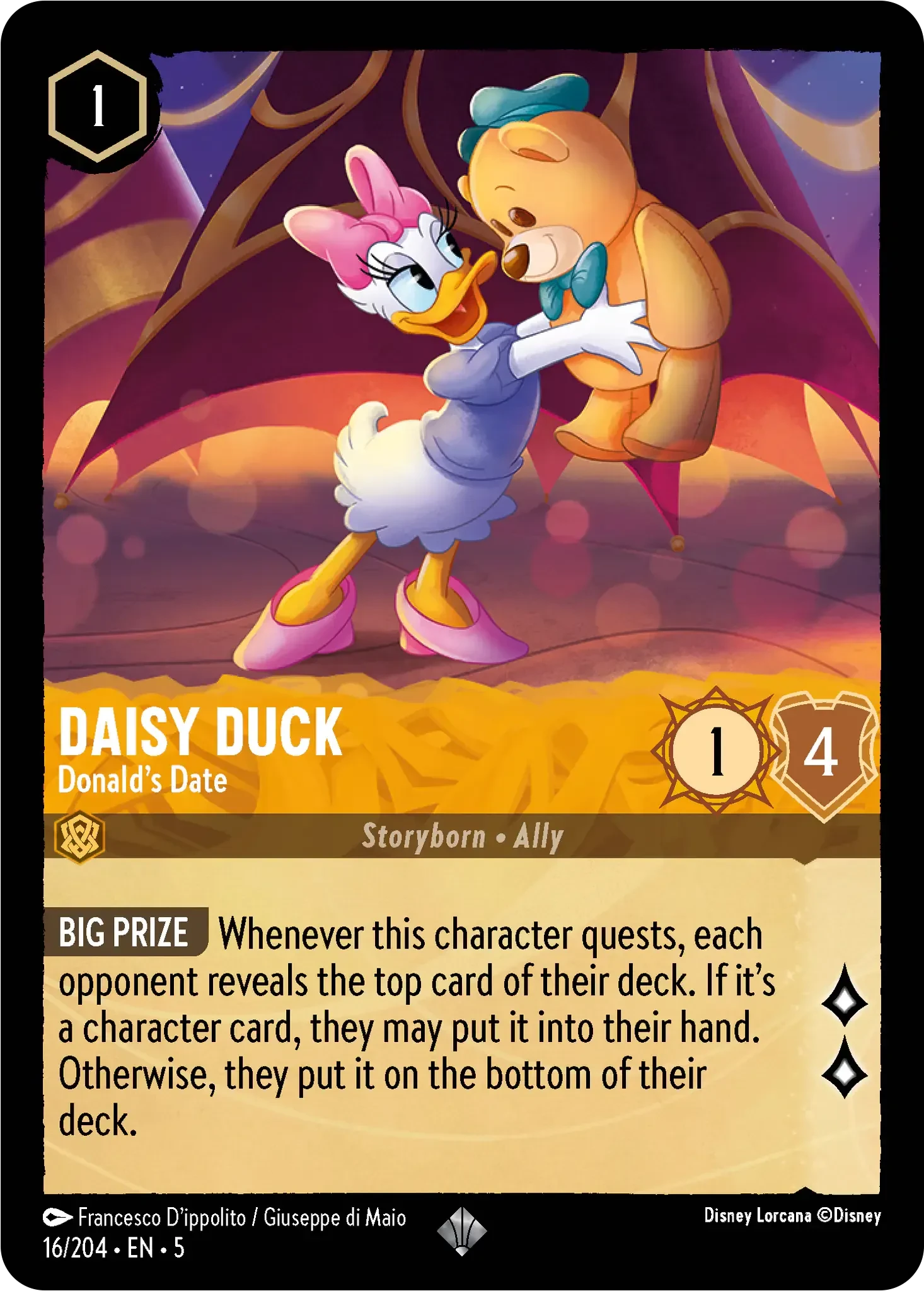 2024 Shimmering Skies Daisy Duck - Donald's Date Super Rare #16 Super Rare card image