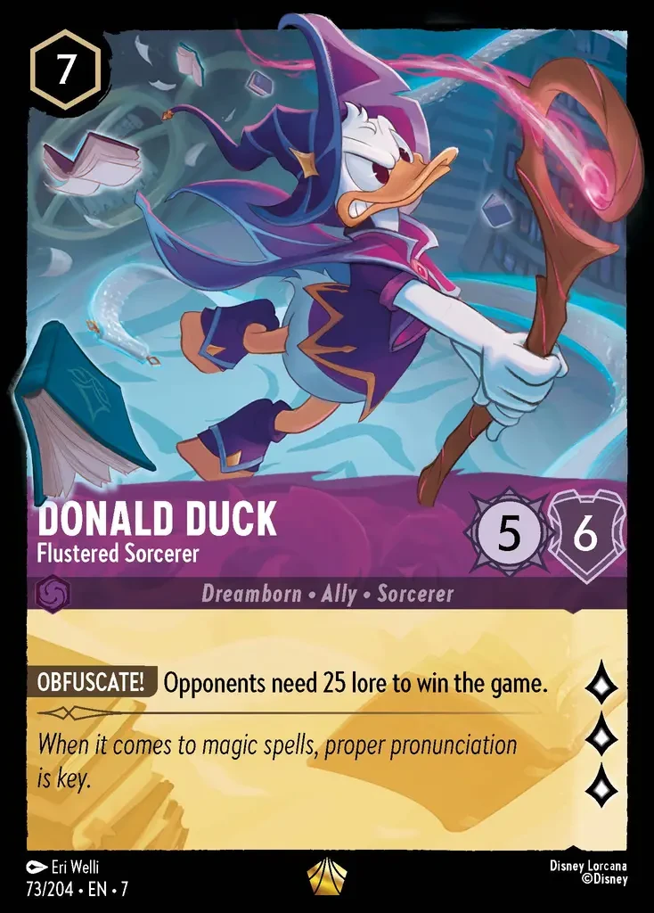 2025 Archazia's Island Donald Duck - Flustered Sorcerer #73 Legendary card image