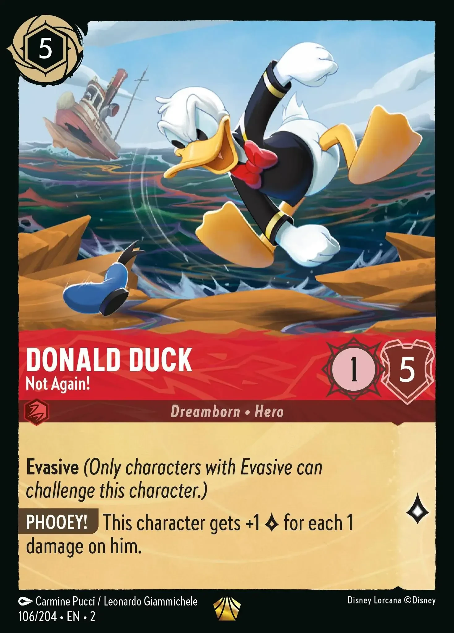 2023 Rise of The Floodborn Donald Duck - Not Again! #106 Legendary card image