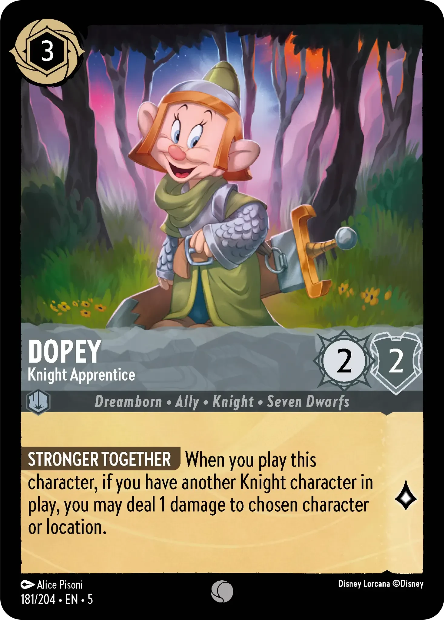 2024 Shimmering Skies Dopey - Knight Apprentice #181 Common card image