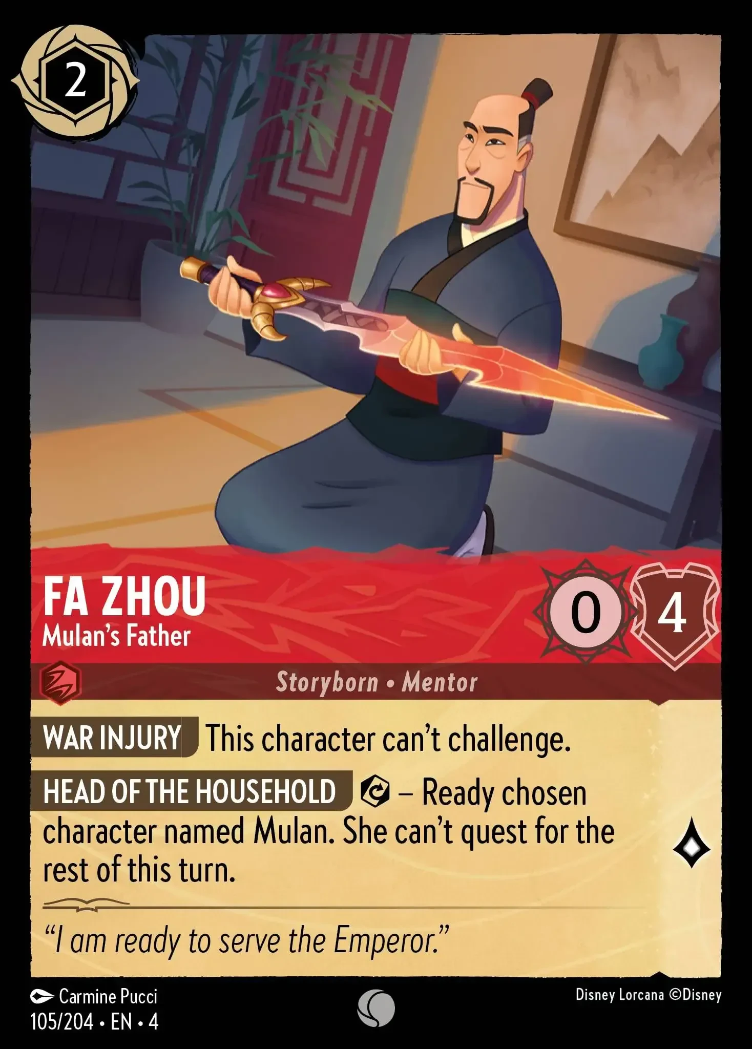 2024 Ursula's Return Fa Zhou - Mulan's Father #105 Common card image